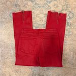 ZARA Trafaluc Denimwear NWOT Red Coated Denim Pants with Zipper On Bottom Front Photo 4