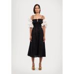 Sleeper Arle Ruffled Linen Midi Dress Black & White Womens Size XL Photo 2