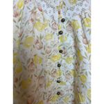 FATE. Yellow Brown Floral Blouse Size Small Lace Cottage Grandma Delicate Photo 2