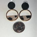 Black and Gold Tone Animal Print Boho Circle Earrings Photo 2