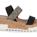 Steve Madden Women’s Elmira Wedge Sandals Black Tan Neutral Size 10 Photo 0