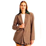 Torn By Ronny Kobo NWOT  ANOK BLAZER forest combo Medium oversized,plaid,neutrals Photo 2