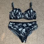 Michael Kors  Collection Ruffle Floral Two-Piece Bikini Swimsuit‎ Black White 12 Photo 2
