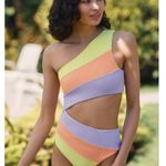 Beach Riot NEW Joyce One Piece Ribbed Cutout Swimsuit One Shoulder Ribbed Large Photo 7