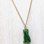 14K, carved chrysoprase Cat 🐱necklace, 4.4g Photo 2