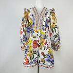 Farm Rio NWOT  Greek Garden Long Sleeve Plunge Neck Cotton Romper Size XS Photo 3