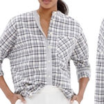 Madewell  Women’s Messenger Long Sleeved Plaid Collarless Shirt large Photo 0