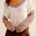 Free People Bit Of Shine Tee Size S White and Metallic Photo 0