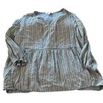 Fever Blue Pleated Mandarin Collar Blouse Size XL Photo 0