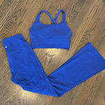 Lululemon Set Flare Leggings 30" & Energy Ribbed Bra Psychic Blue EUC Photo 0