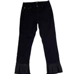 Earl Jean Womens Denim Ankle Pants Size 6 Black Jeweled Leg Cuffs Stretch 28X26 Photo 0