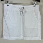 Athleta  White Linen Pull On Mini Skirt Size‎ 4 Photo 0