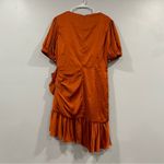 Mac Duggal 26928 Short Sleeve Faux Wrap Puff Sleeve Dress 10 NWOT Photo 3