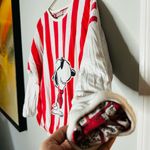 Vintage Red White Striped Double Sided Snoopy Reversible Sweatshirt Size Large Photo 4