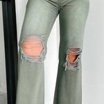 Velvet Tees Vervet Super High Rise 90s Vintage Crop Flare Jeans Green Size 27 Photo 0