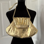 Unique Vintage 80s Gold Leather Shoulder Bag Photo 0