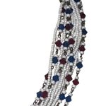 Vintage Hob’e Multistrand Red White Blue Beaded Choker Necklace Red Photo 3