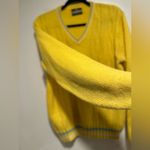 VTG 50s Unisex Sz:L Sportswear Bright Yellow VNeck Cable Knit Preppy Sweater. Size L Photo 3
