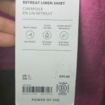 Athleta NWT  Retreat Linen‎ Shirt XL Extra Large Pink Button Down Long Sleeve Top Photo 4