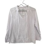 J.Crew Factory White Gauze Tie Front Top Women’s Size XS Petite NEW Long Sleeves Photo 0