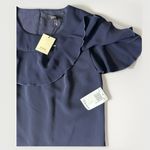 Trina Turk NWT  Charleston Shift Ruffle Dress Cap Flutter Sleeve Navy Blue Sz 2 Photo 6