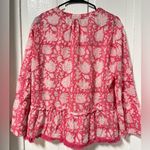 Gingy Fennerton Collection Rye fringe bottom pink and white tiered blouse Size M Size M Photo 1