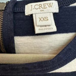 J.Crew  Navy & Cream Stripe Faux Leather Pockets Dress Short Sleeve Size XXS Photo 4