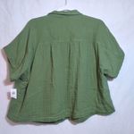 Old Navy Short Sleeve Relaxed Button Up Shirt Gauzy Boxy Weeping Willow Sz L Photo 7