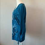 Bobbie Brooks Medallion Print Ruched Long Sleeve TShirt Blue Size 1X Photo 3