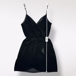Abercrombie & Fitch Black Velvet V-Neck Faux Wrap Mini Dress Size M Classic Photo 3