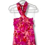 Lulus  NWOT Always Eye-Catching Hot Pink Floral Tiered Halter Midi Dress Large Photo 4