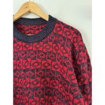 Vintage Red Navy Blue Wool Pullover Sweater Women’s Medium Knit 90s Dad Cosby Photo 2