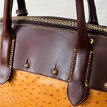 Dooney & Bourke Ostrich Exotic Leather Tan and Brown Satchel Top Handle Purse Photo 12