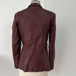 Kinaff Burgundy Leather Blazer Jacket XS Front Button Pockets Tailored Brown Photo 1