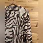 Chicos Travelers Sz 4/XXL Cotton Linen Blend Zebra Open Front Waterfall Caedigan Brown Photo 1