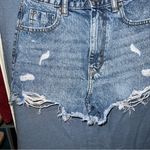 ZARA Dark Wash Distressed Jean Shorts Photo 1
