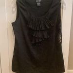 Lord and Taylor sleeveless ruffled front round neck black blouse tank top size 8 Photo 1