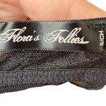 Flora’s Follies Babydoll Lace Bow Cami Black & Pink Sheer Padded Lettuce Hem Photo 6