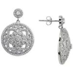 Giani Bernini Cubic Zirconia Floral Openwork Disc Drop Earrings Sterling Silver Photo 0