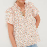 Hunter Bell  Tulip Millie top blouse tiered ruffle short sleeves cotton block Photo 0