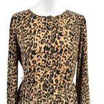 J.Crew Leopard Animal Print Long Sleeve Pleated Midi Dress Ruffle Cuff size 2 Photo 1