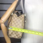 Gucci Vintage Crystal Abbey Coated Canvas Brown Leather Handles D Ring Shoulder Bag Photo 12