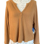 Abound  Brown Long Sleeve V Neck Shirt Size Medium Photo 0