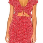 superdown  Revolve Mercy Red Polka Dot Cutout Mini Ruffle Dress size Medium $74 Photo 0