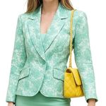 Erin London Floral Printed Long Sleeve Collared Lined Blazer Suit Jacket Size M Green Size M Photo 0