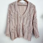 ZARA  tan Open Knit crochet sweater M Photo 0