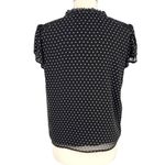 CeCe Black White Polka Dot Blouse Flutter Sleeve Size Medium Photo 7