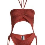 BCBGMAXAZRIA Leopard Halterneck One-Piece Swimsuit New with Tags Size 8 Photo 2