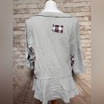 POL  Anthropologie Plaid L Gray  Wash Short Sleeve Thermal Tunic Top Shirt peplum Photo 3