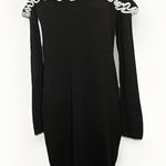 ASOS Womens Ruffle Shoulder Sweater Dress Black White Size 2 Acrylic Blend Photo 0